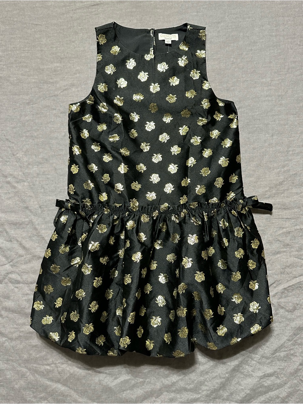 J. Crew Crewcuts Bubble-Skirt Dress in Metallic Rosette Jacquard